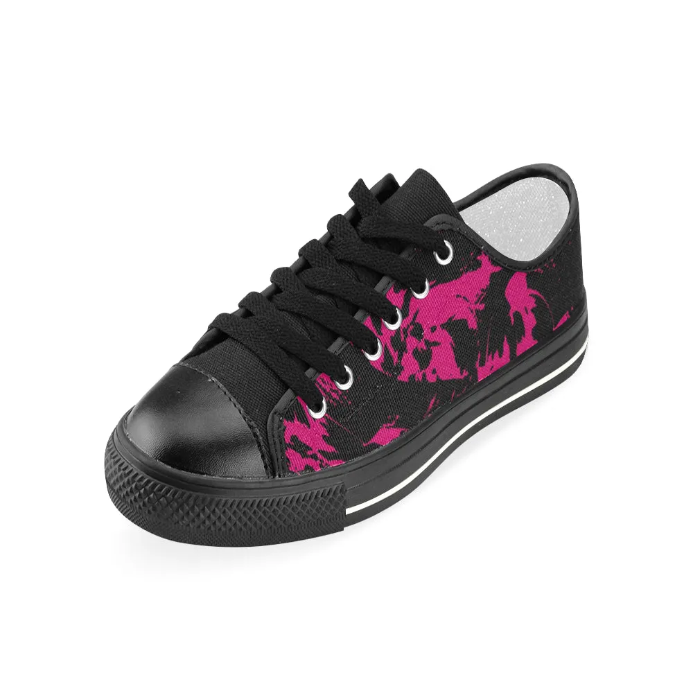 Pink and Black Paint Splatter Women's Canvas Shoes