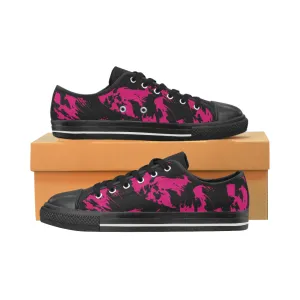 Pink and Black Paint Splatter Women's Canvas Shoes