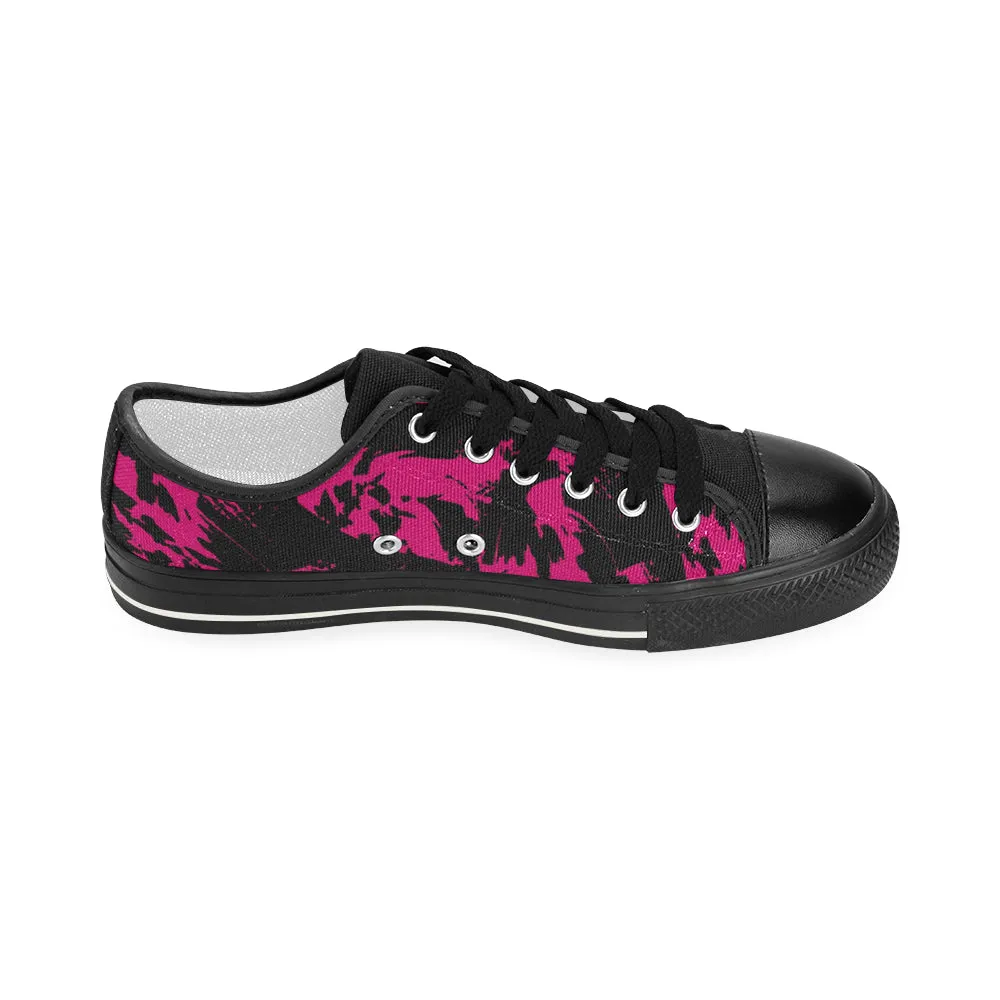 Pink and Black Paint Splatter Women's Canvas Shoes