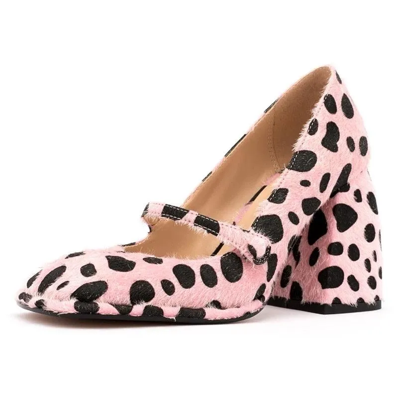 Purple Leopard Print Mary Janes
