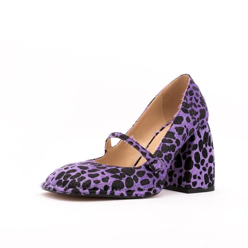 Purple Leopard Print Mary Janes