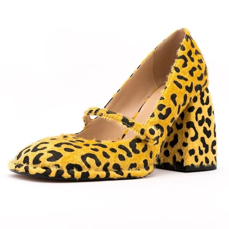 Purple Leopard Print Mary Janes