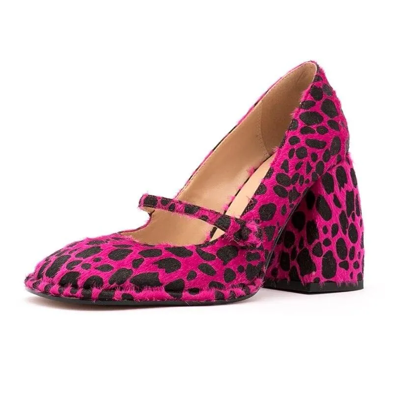 Purple Leopard Print Mary Janes