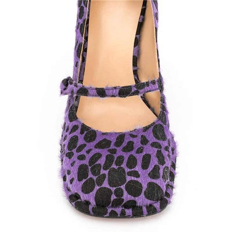 Purple Leopard Print Mary Janes