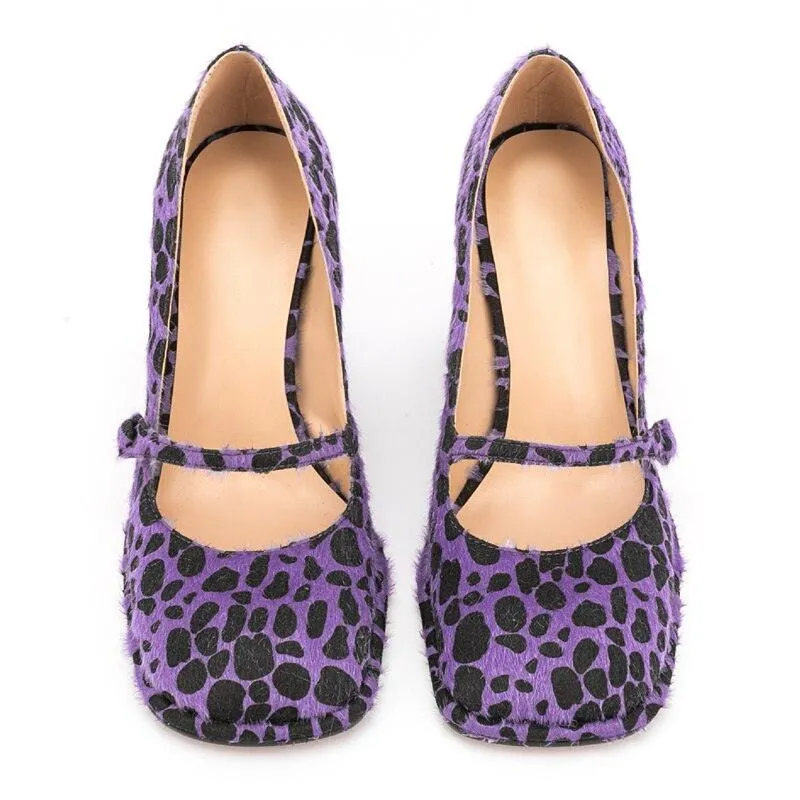Purple Leopard Print Mary Janes