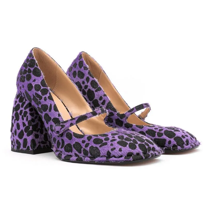 Purple Leopard Print Mary Janes