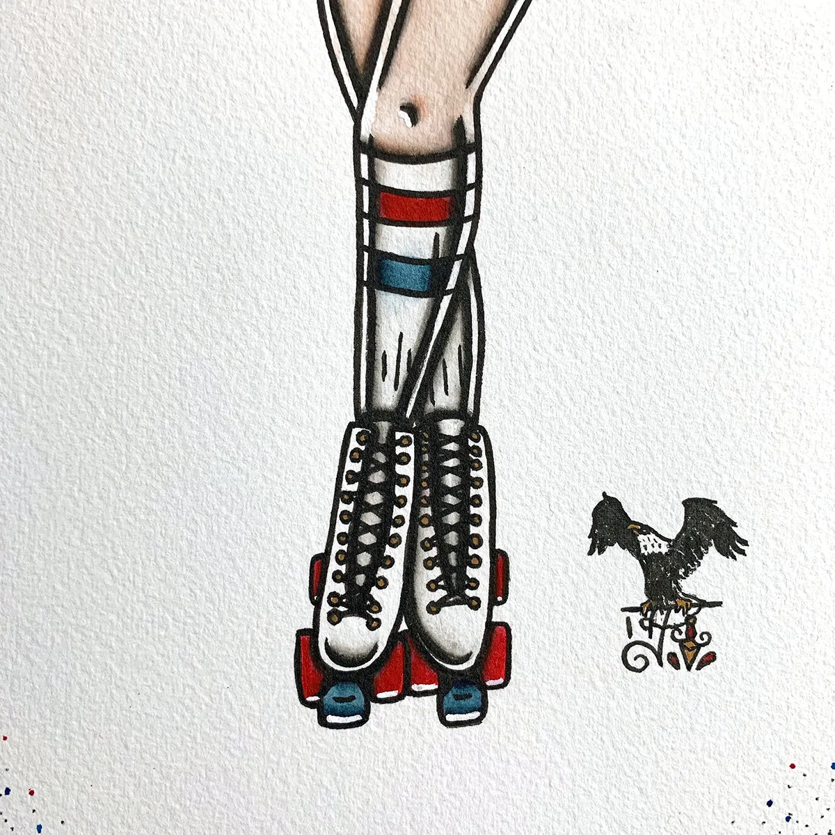 Roller Girl Pinup Original Painting