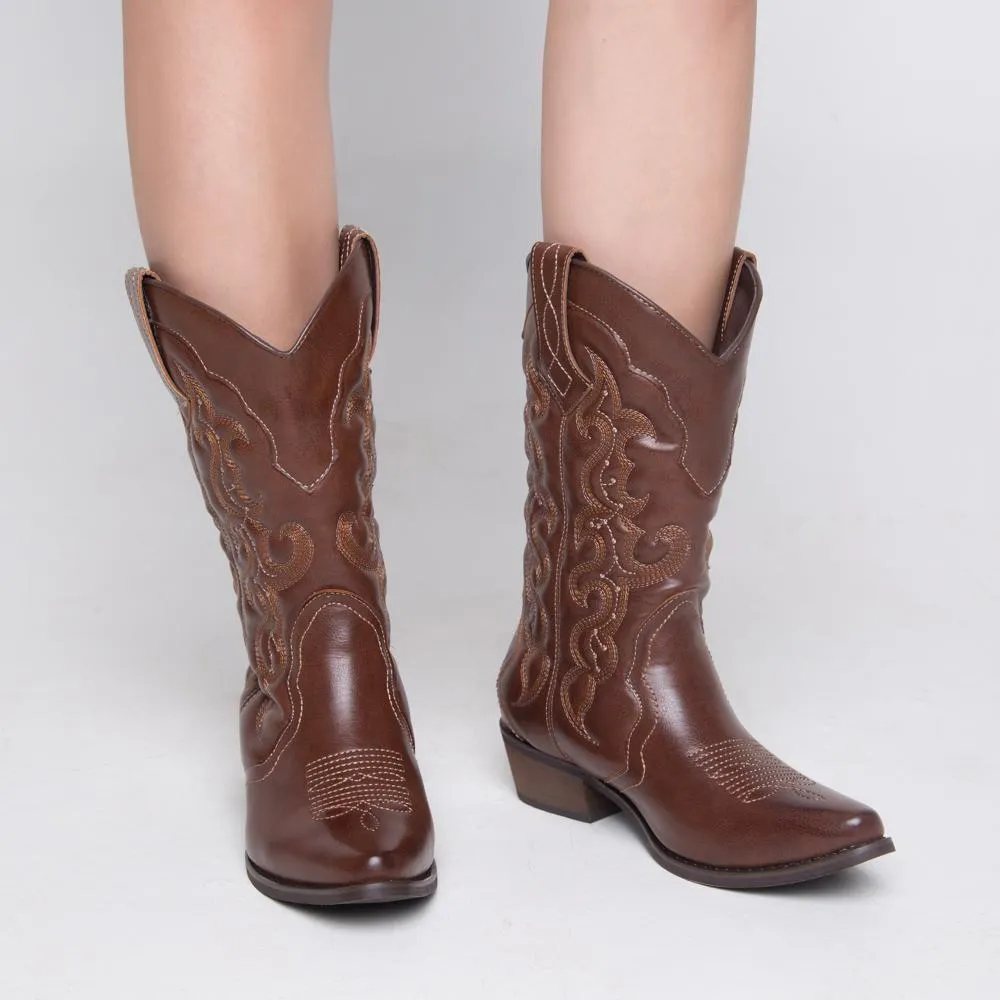 SheSole Wedding Cowgirl Boots Brown