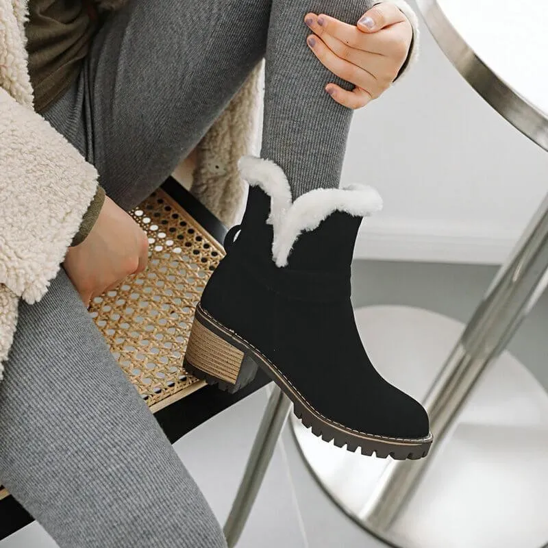 Suede High Chunky Heel Ankle Boots