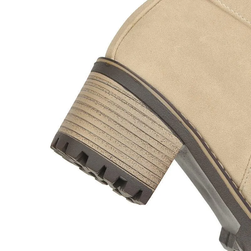 Suede High Chunky Heel Ankle Boots