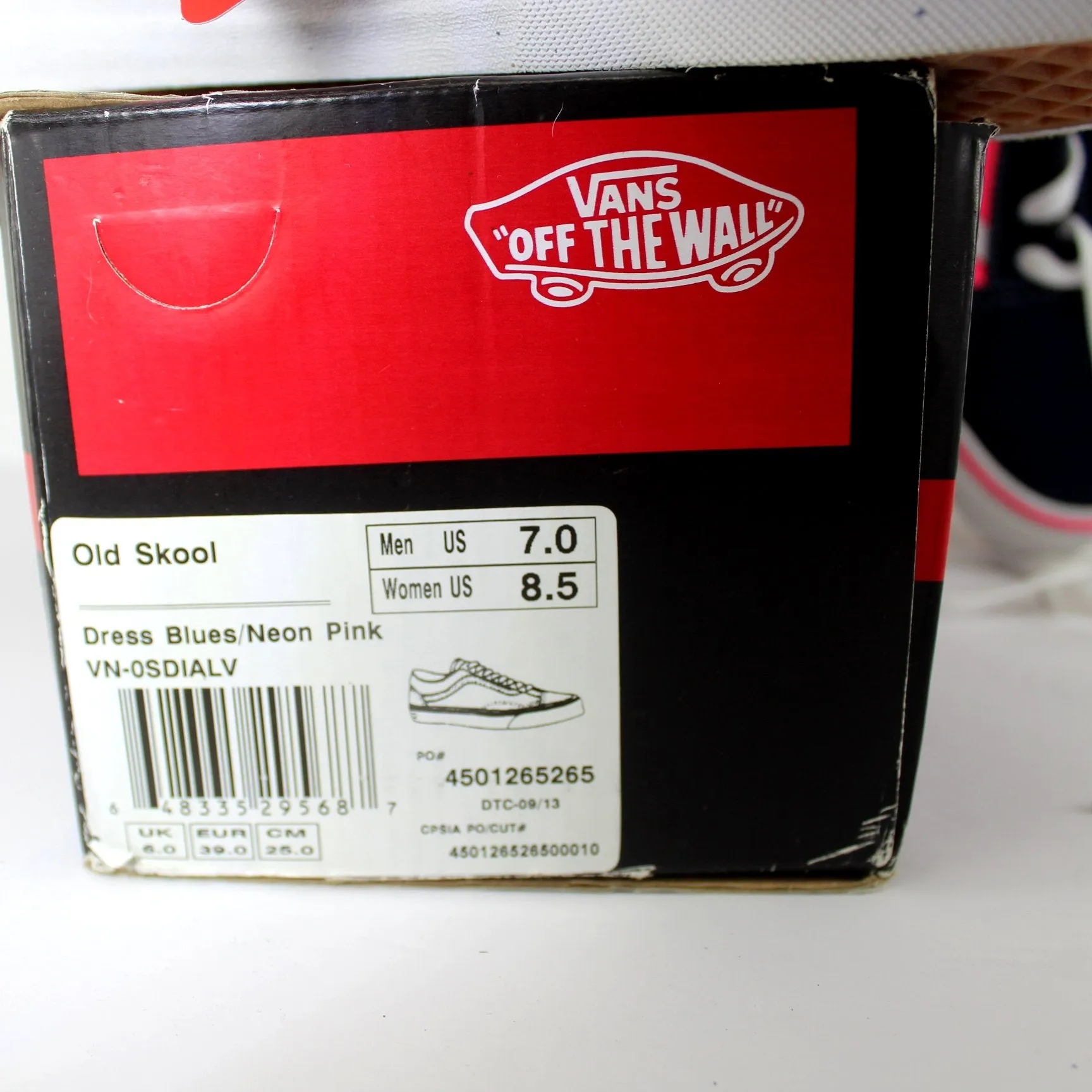 Vans Vintage Old Skool Shoes Off Wall NIB Dress Blues Neon Pink Unisex 7.0 8.5