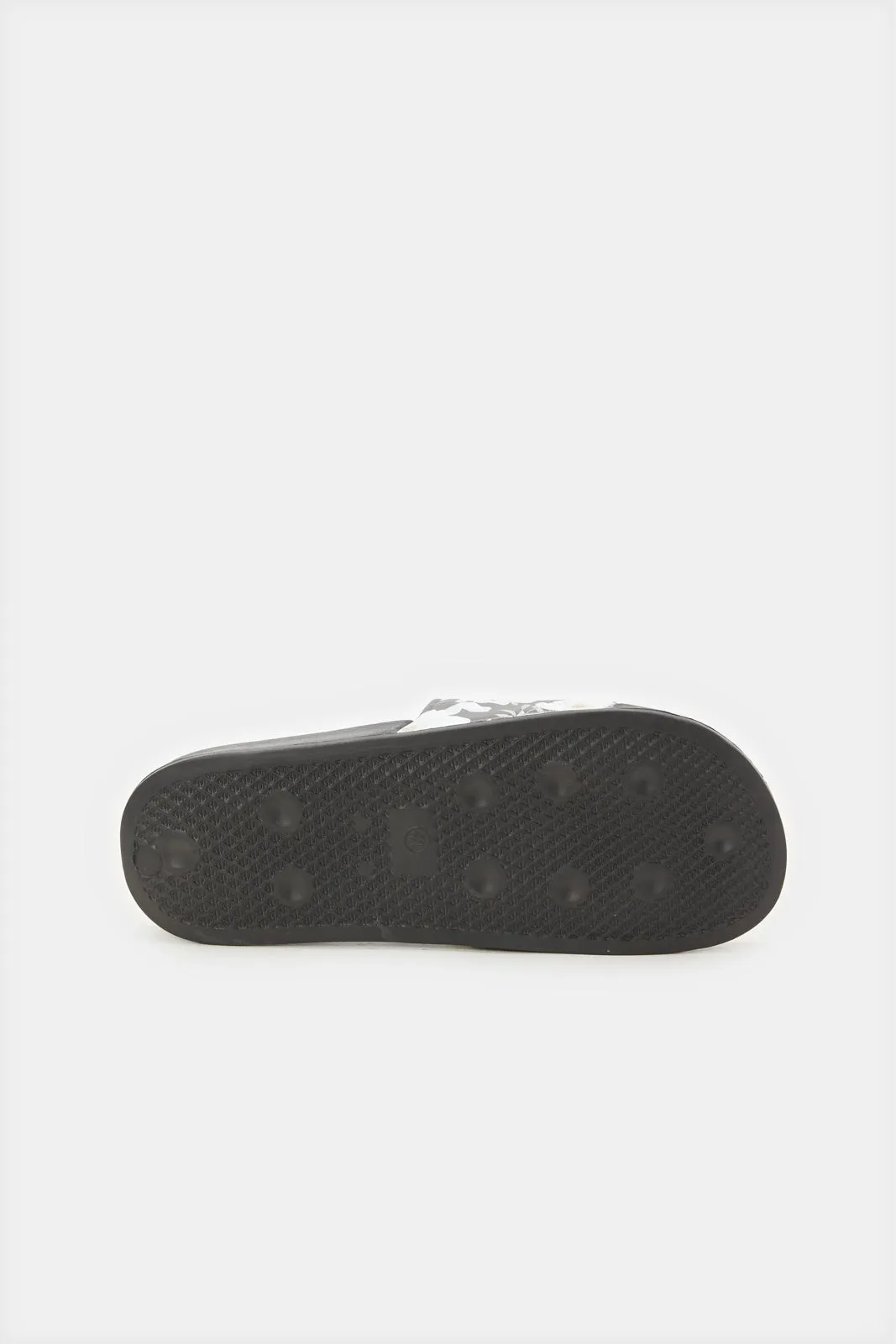 Women Black Floral Printed Slide