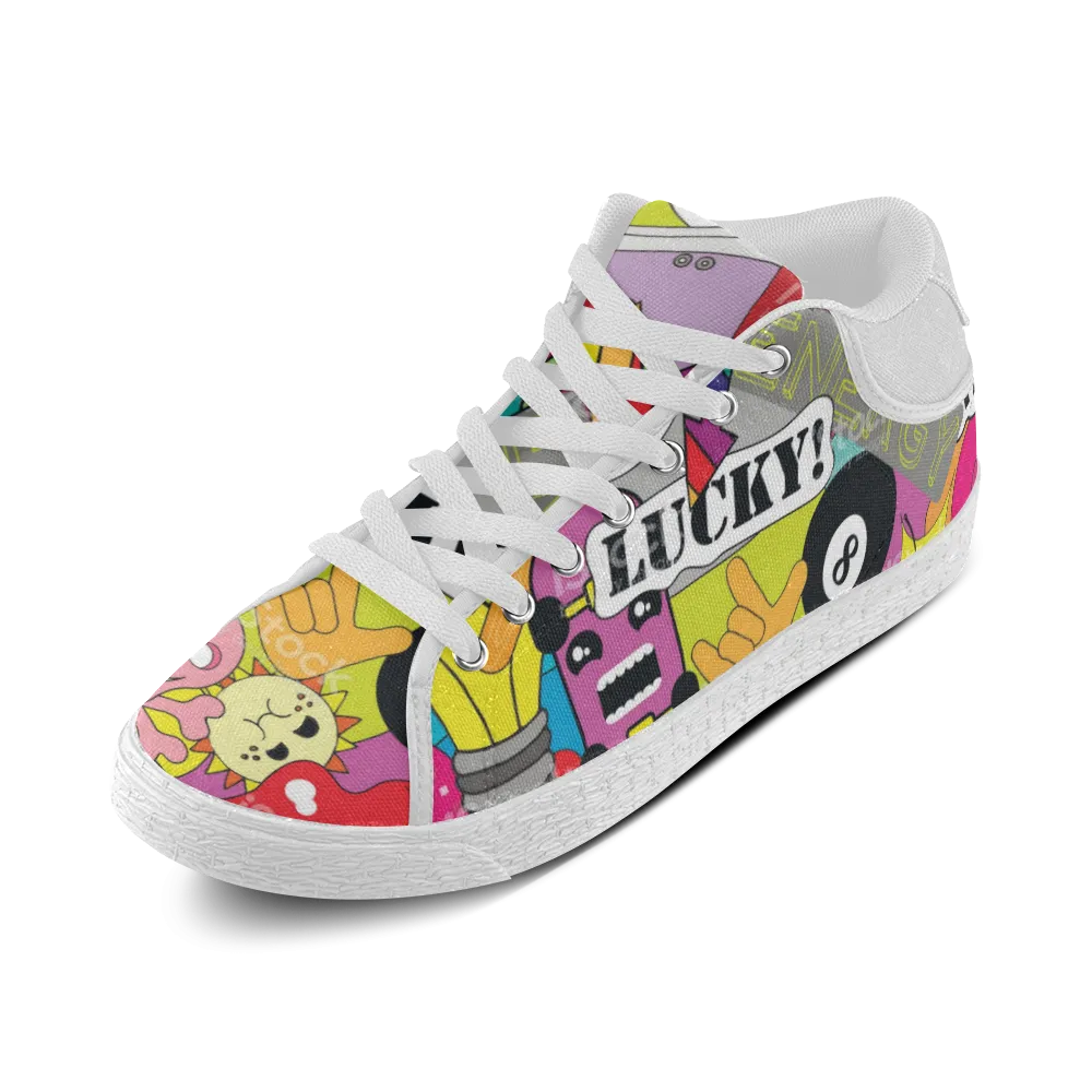 Women's print lucky 8 design sport Canvas shoes