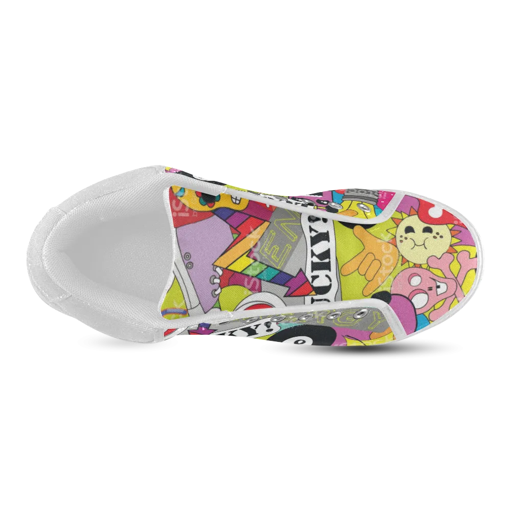 Women's print lucky 8 design sport Canvas shoes