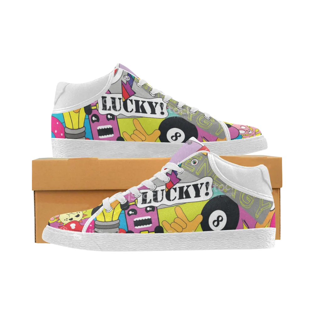 Women's print lucky 8 design sport Canvas shoes