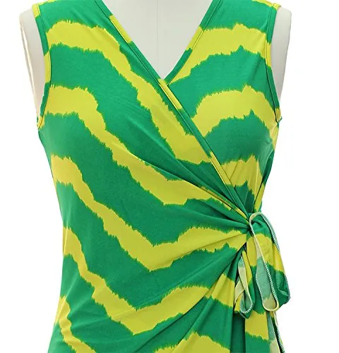 Zig Zag Chevron Print Lightweight Self Tie Side Wrap Dress