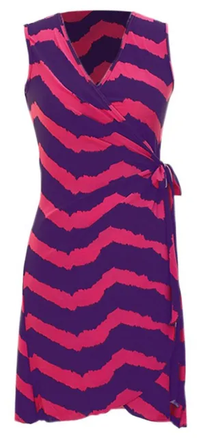 Zig Zag Chevron Print Lightweight Self Tie Side Wrap Dress